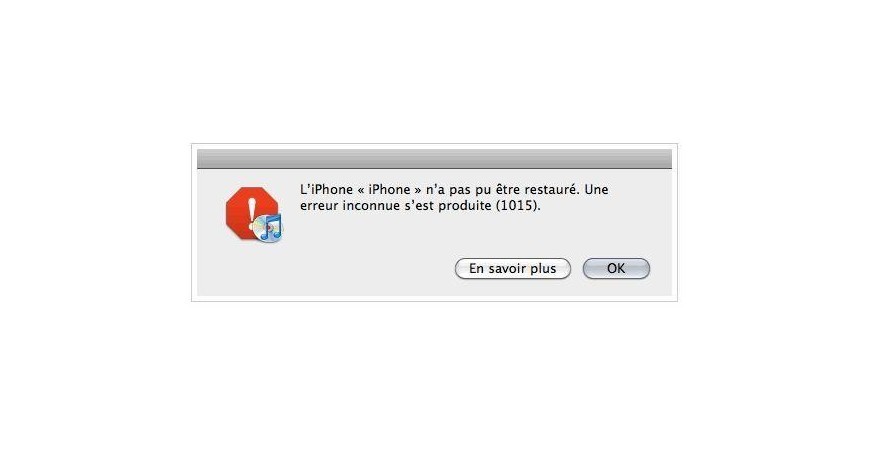 Réparation erreur 1015 iTunes iPhone 3G/3GS 4/4s/5/6/6+