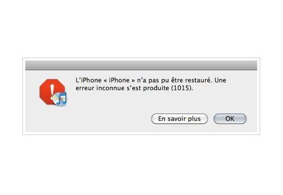 Réparation erreur 1015 iTunes iPhone 3G/3GS 4/4s/5/6/6+